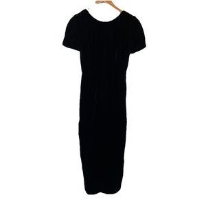 Vintage Santa Fe by Jim Tremblay 8 Velvet Black Maxi Dress Lace Up Back Peasant